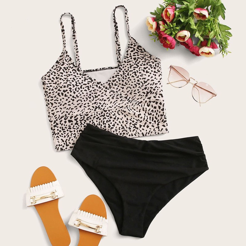 

Leopard Adjustable Strap Bikini Swimsuit, Multicolor