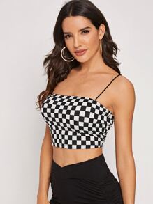 SHEIN Đã kiểm tra trang bị Cami Crop Top - Đen và trắng - Xem 4