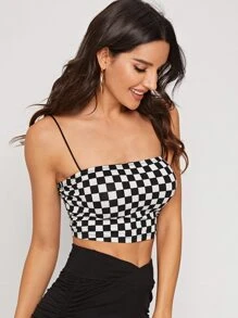 SHEIN Đã kiểm tra trang bị Cami Crop Top - Đen và trắng - Xem 5