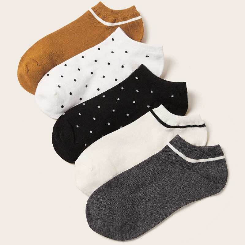 

5pairs Polka Dot Pattern Ankle Socks, Multicolor