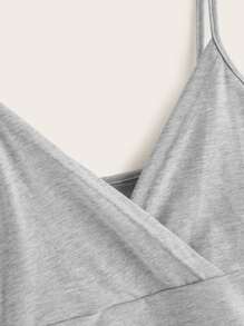 Surplice Front Crop Cami Top - Grey - View 4