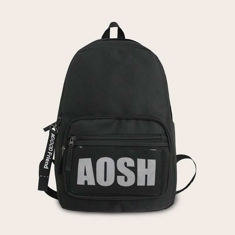

Guys Pocket Front Backpack With Clutch Bag, Black