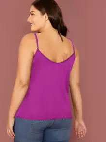SHEIN BAE Plus Cowl Neck Satin Cami Top - Purple - View 2