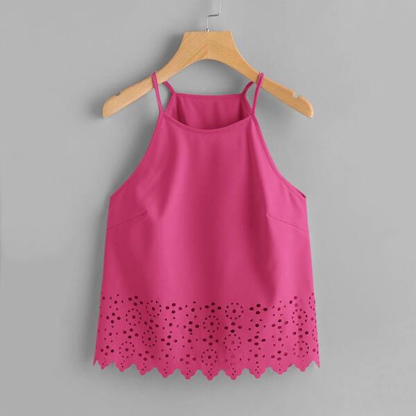 

Racer Back Laser Cut Hater Top, Hot pink bright