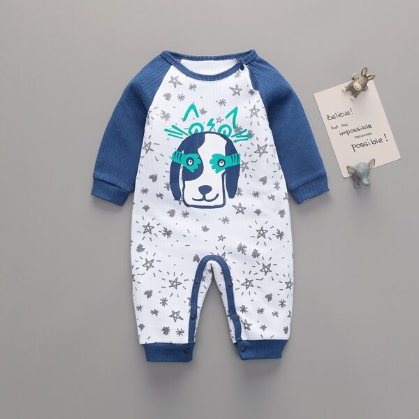 

Baby Boy Cartoon Graphic Raglan Sleeve Jumpsuit, Multicolor