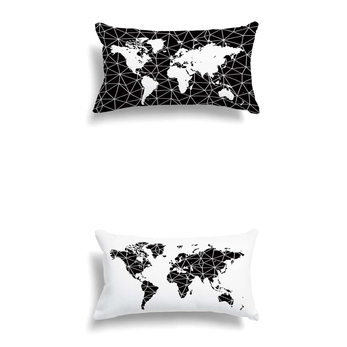 

1pc Map Print Lumbar Pillow Cover Without Filler, Black and white