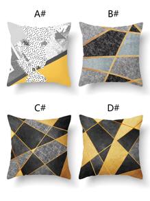 1入組幾何和大理石紋圖案滌綸可水洗方形靠墊套不附帶墊芯 - 彩色 - 查看 2