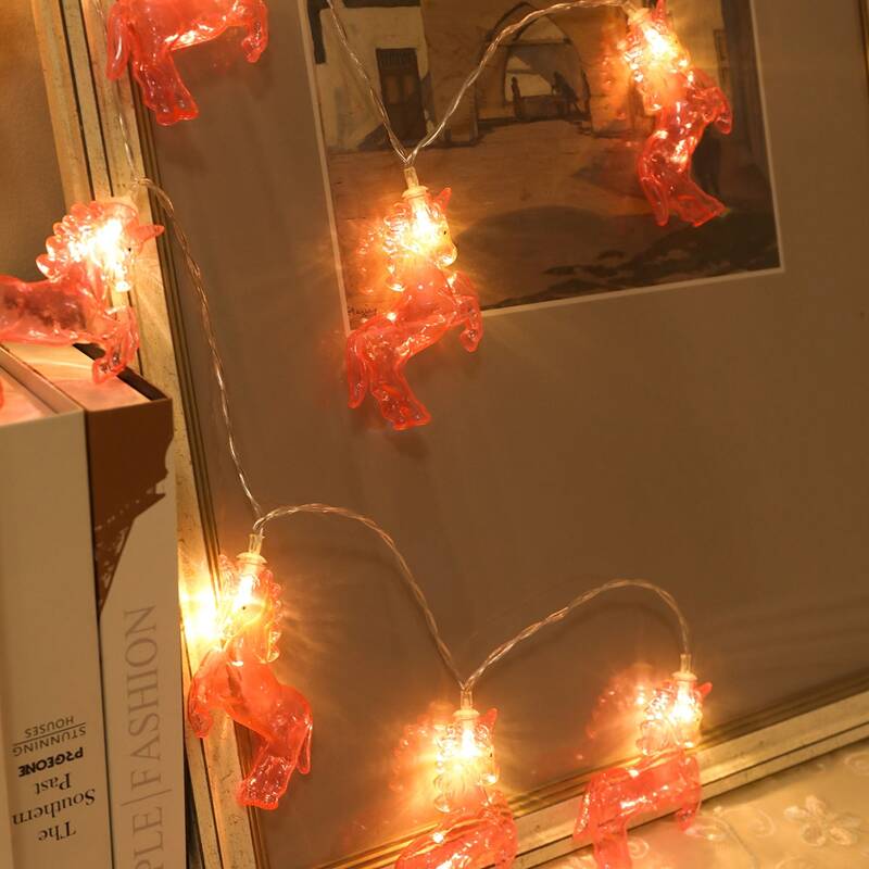 

10pcs Unicorn Shaped Bulb String Light, Pink