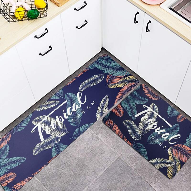 

1pc Tropical Print Kitchen Mat, Multicolor