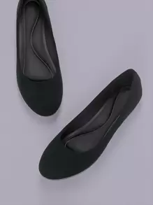 Bailarinas Sin Cordones Con Punta Redonda - Negro - Ver 1