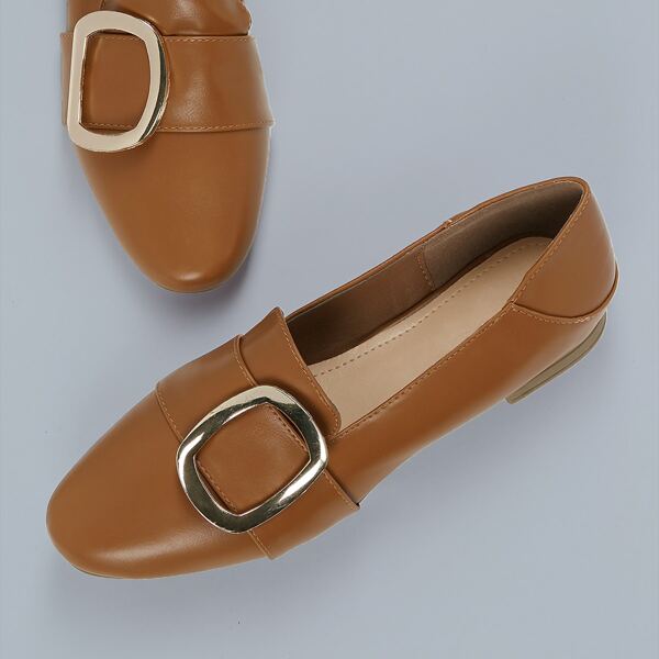 

Charm Accent Almond Toe Flat Loafers, Brown
