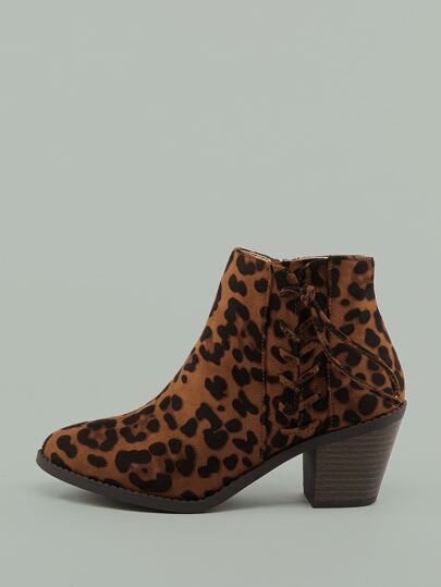 chunky heel leopard booties