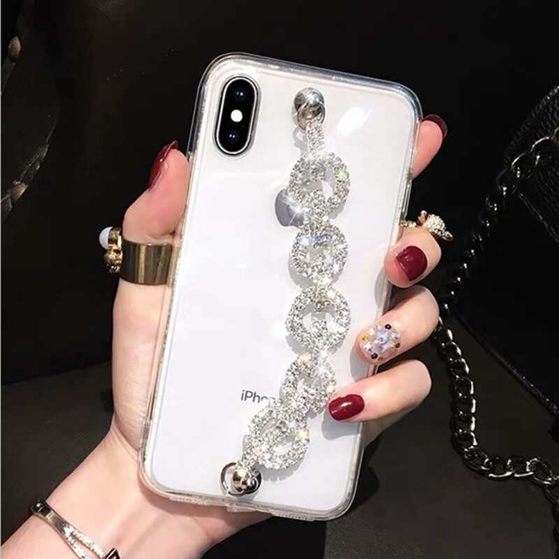 

Rhinestone Chain Decor iPhone Case, Silver