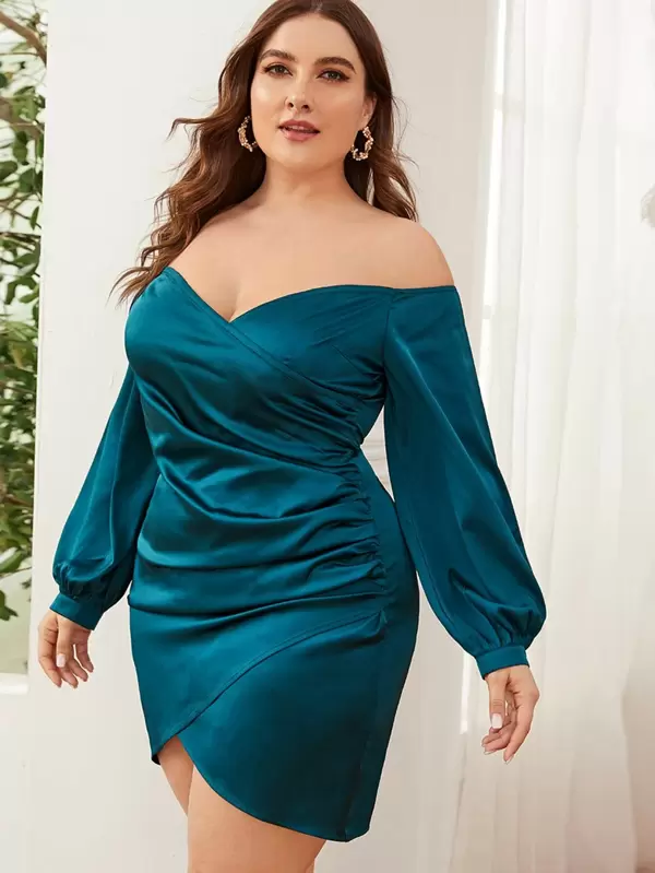 plus size satin dresses with sleeves