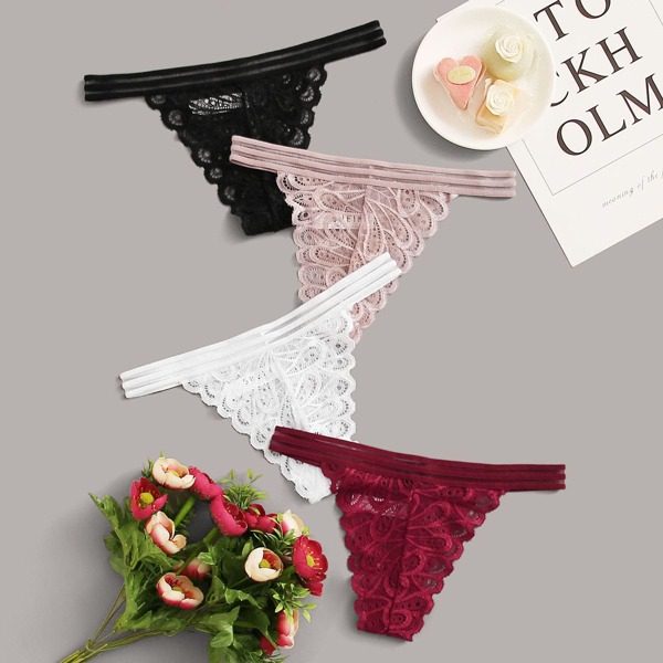 

4pack Floral Lace Panty Set, Multicolor