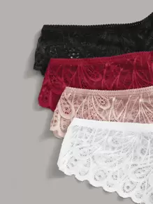 4pack Floral Lace Panty Set Lingerie - Multicolor - View 4
