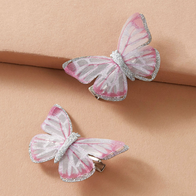 

2pcs Glitter Butterfly Shaped Hair Clip, Multicolor