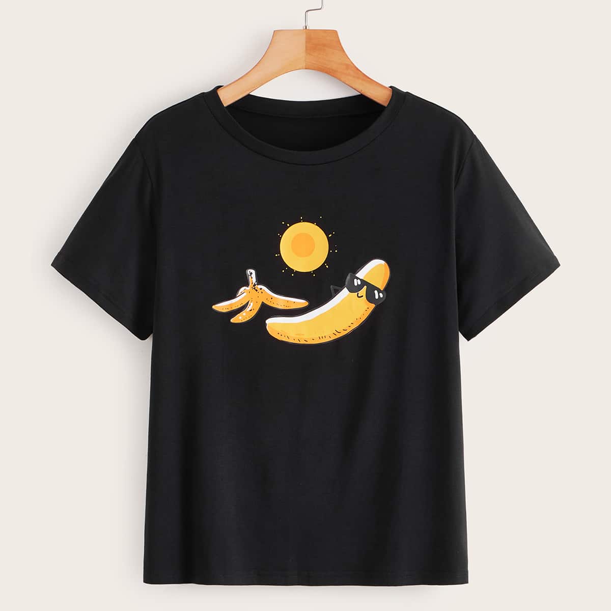 

Cartoon Graphic Short Sleeve Tee, Black