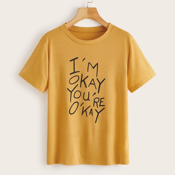 

Slogan Graphic Short Sleeve Tee, Yellow