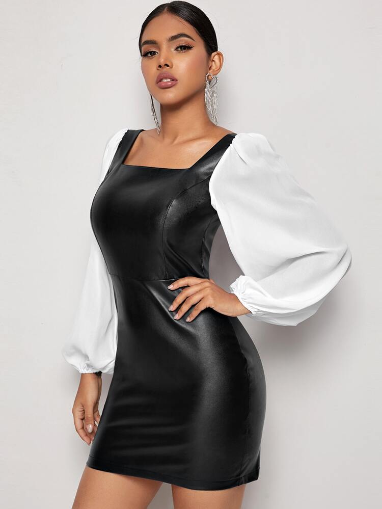 mixed media bodycon dress