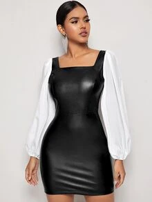 mixed media bodycon dress