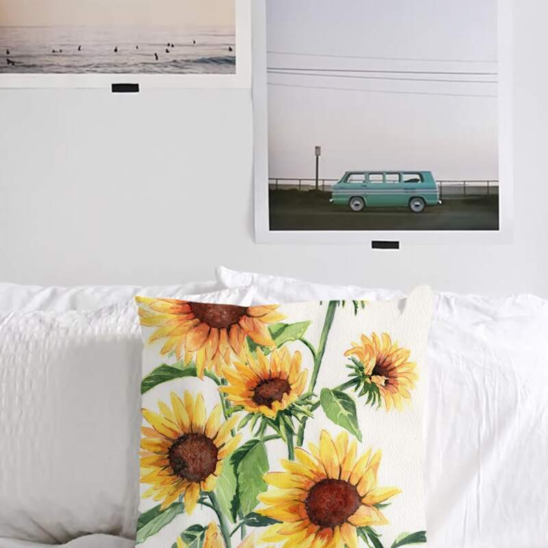 

Sunflower Print Cushion Cover Without Filler, Multicolor