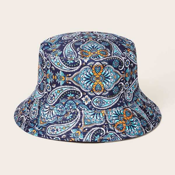 

Men Paisley Pattern Bucket Hat, Blue