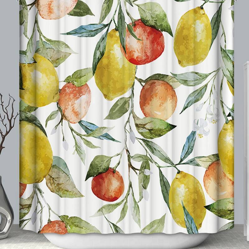 

1pc Lemon & Orange Print Shower Curtain, Multicolor