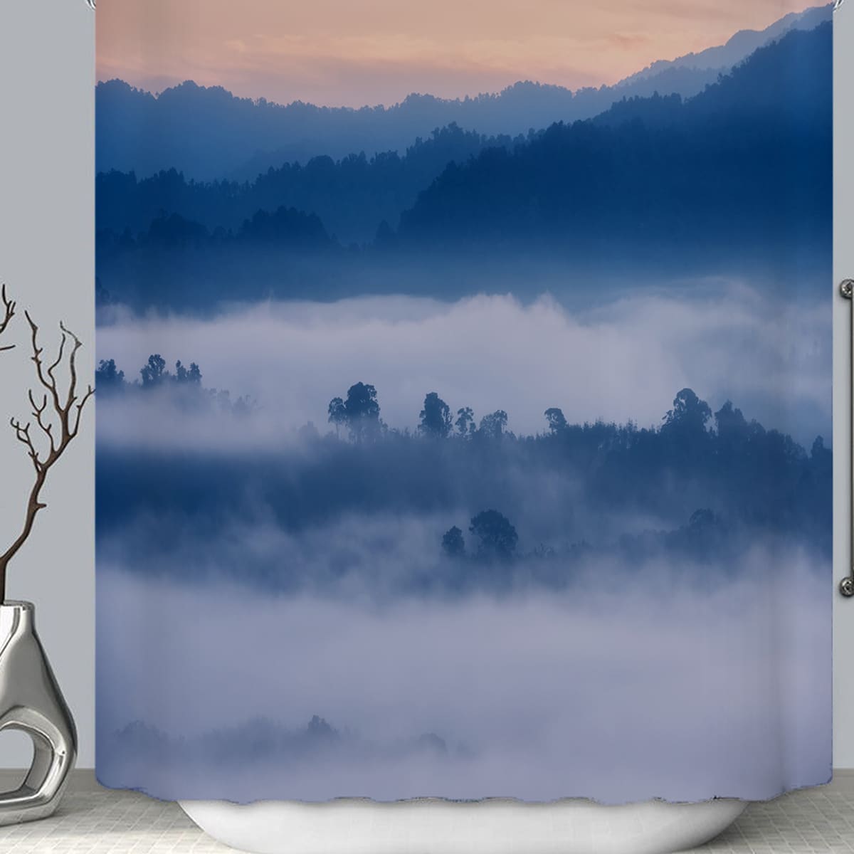 

Foggy Forest Pattern Shower Curtain, Multicolor