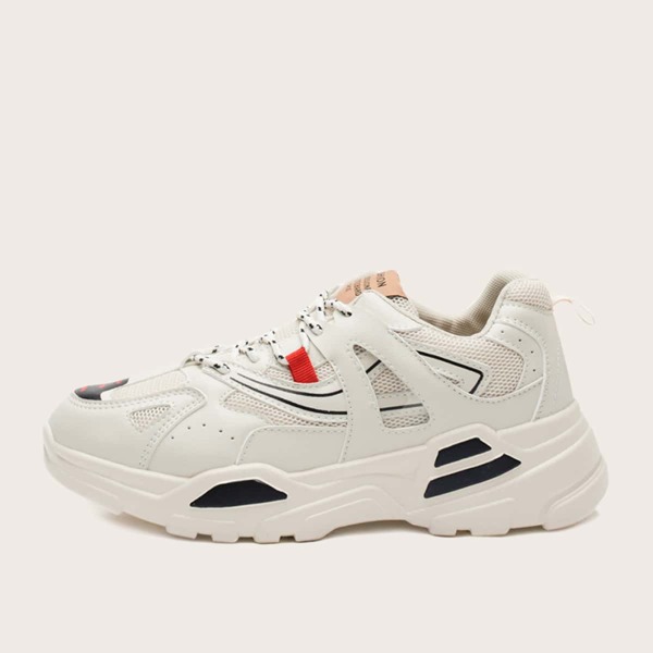 

Men Lace-up Front Chunky Sneakers, Beige
