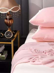 2pcs Satin Solid Color Pillowcase, Soft Pillow Cover With Envelope Closure For Bedroom, Bedding Supplies - Baby Pink - View 6