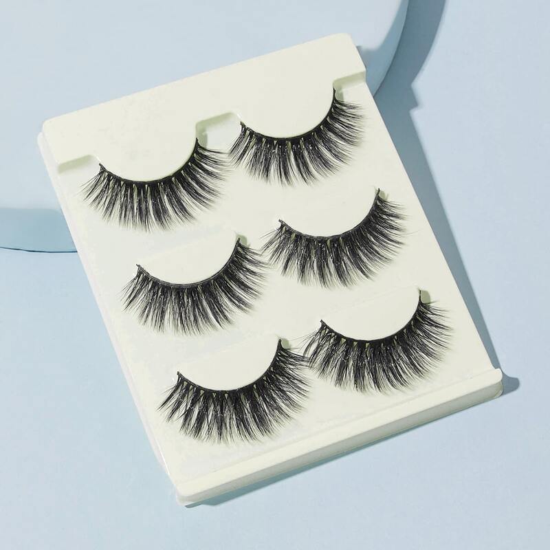 

3pairs Natural Long False Eyelashes, Black