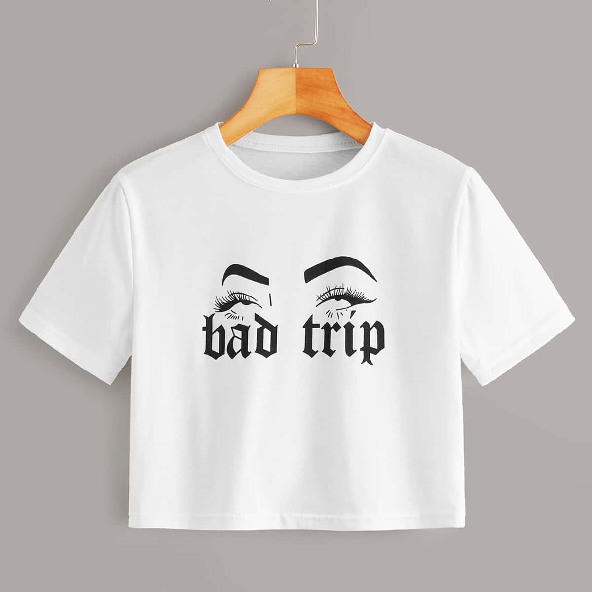 

Letter Graphic Crop Tee, White