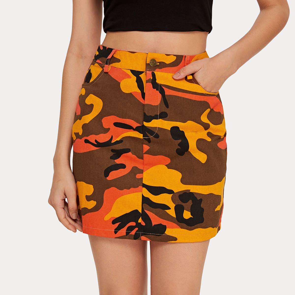 

Camo Print Mini Skirt, Multicolor