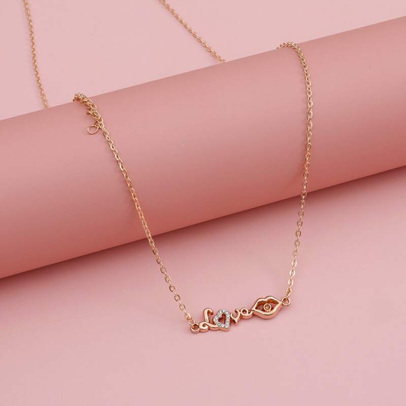 

Rhinestone Engraved Letter Decor Waist Chain Belt, Gold
