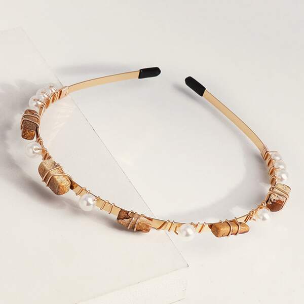 

Faux Pearl Decor Hair Hoop, Gold