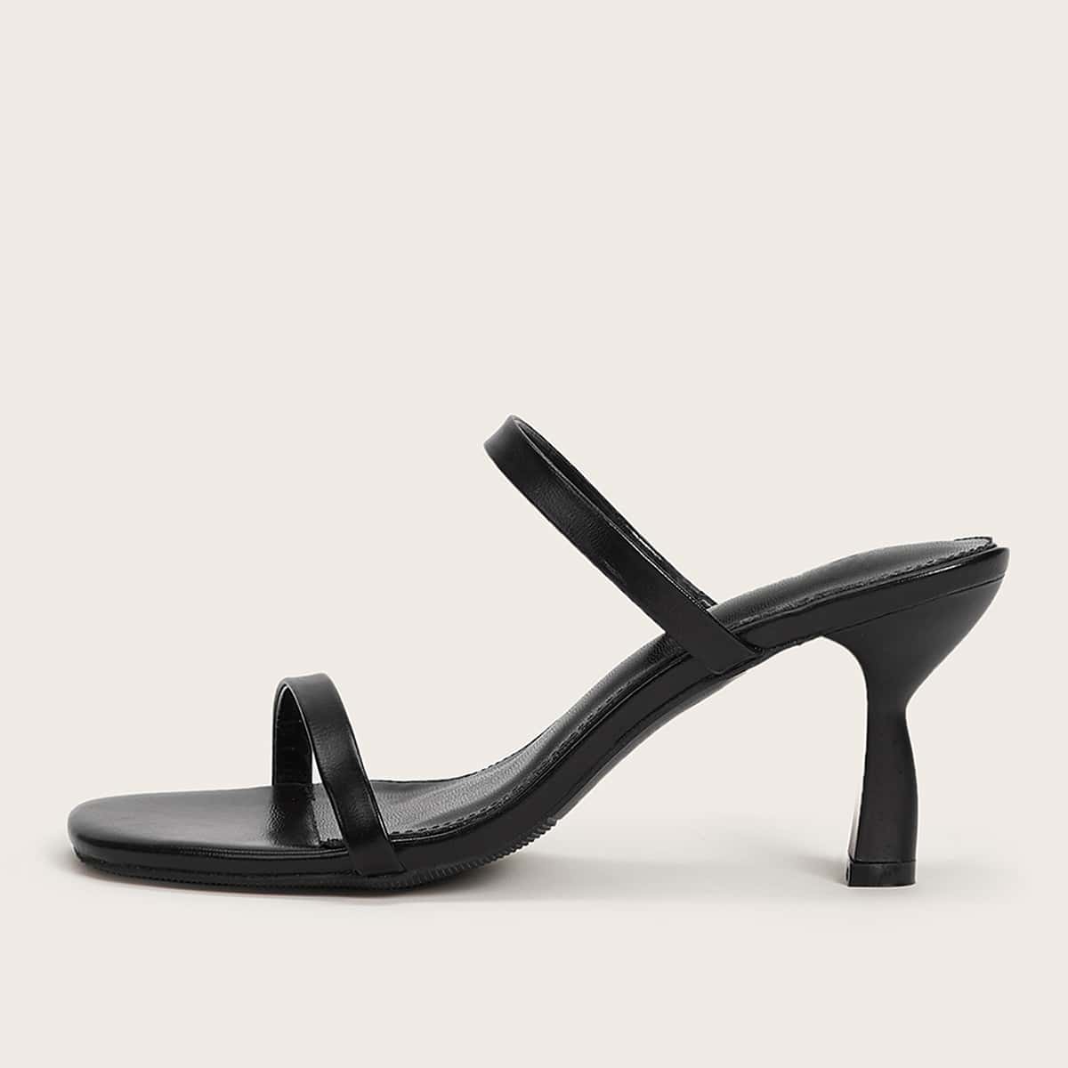 

Two Part Open Toe Stiletto Heels, Black