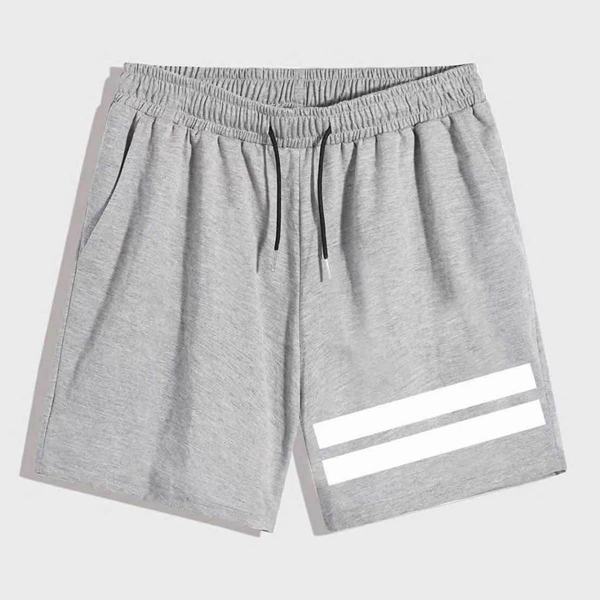 

Guys Striped Side Drawstring Shorts, Grey