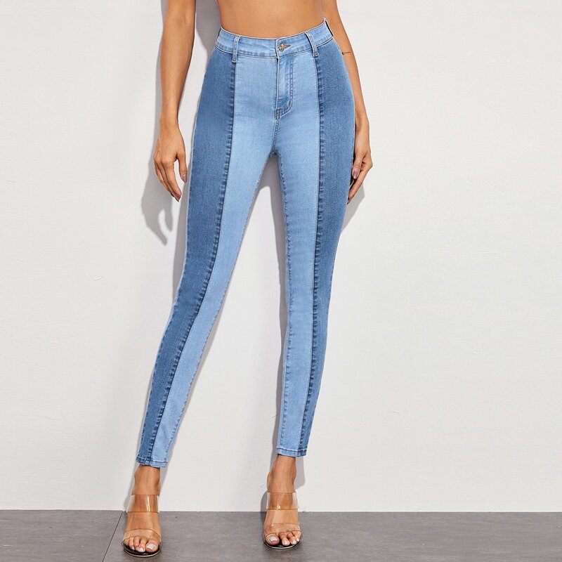 

Cut And Sew Skinny Jeans, Blue
