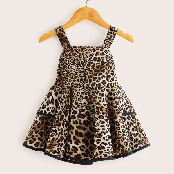 

Toddler Girls Leopard Print Layered Cami Dress, Multicolor