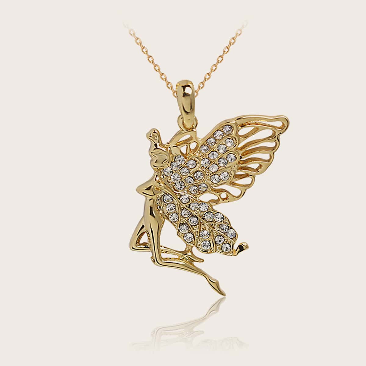 

1pc Rhinestone Engraved Butterfly Charm Necklace, Gold