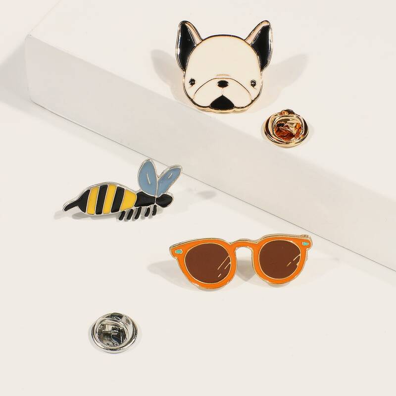 

3pcs Cartoon Animal & Sunglasses Brooch Set, Multicolor
