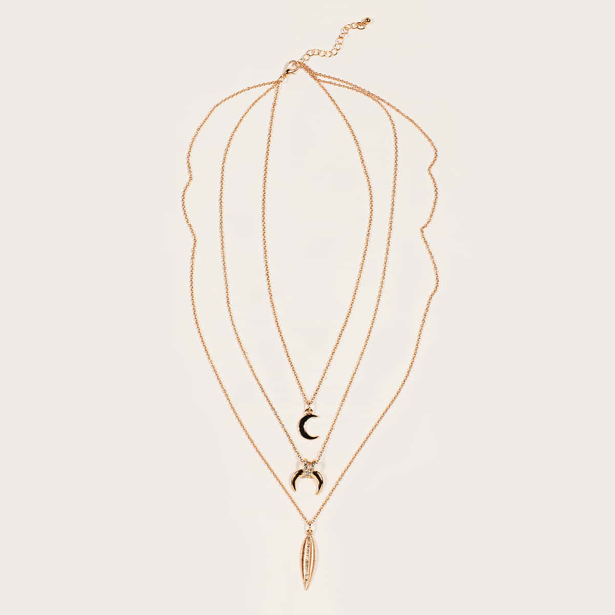 

1pc Moon & Shell Charm Chain Layered Necklace, Gold