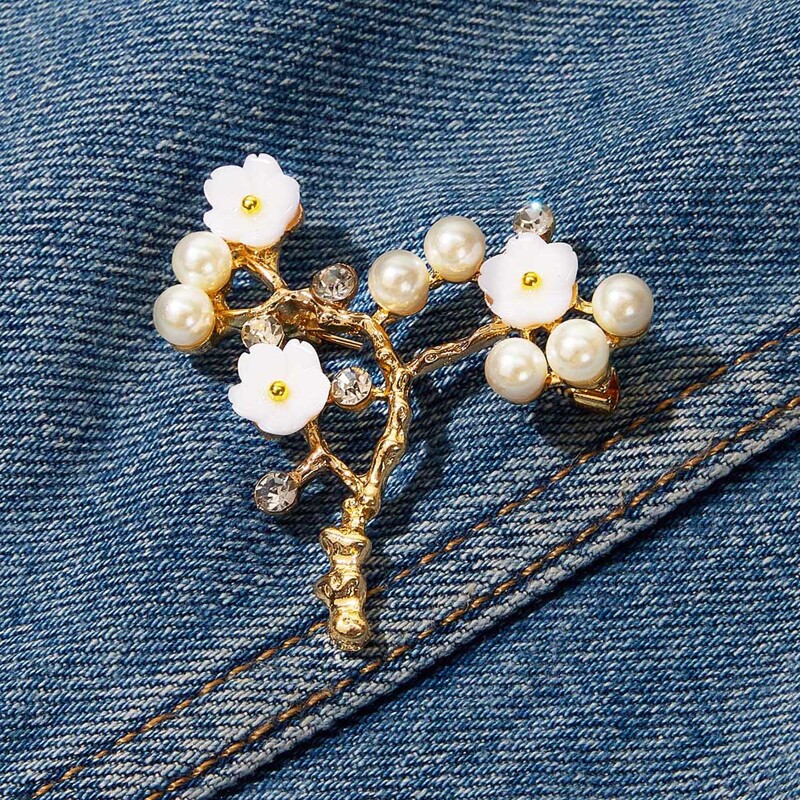 

1pc Faux Pearl Decor Floral Brooch, Multicolor