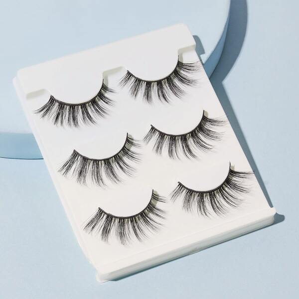 

3pairs 3D Long Natural False Eyelashes, Black