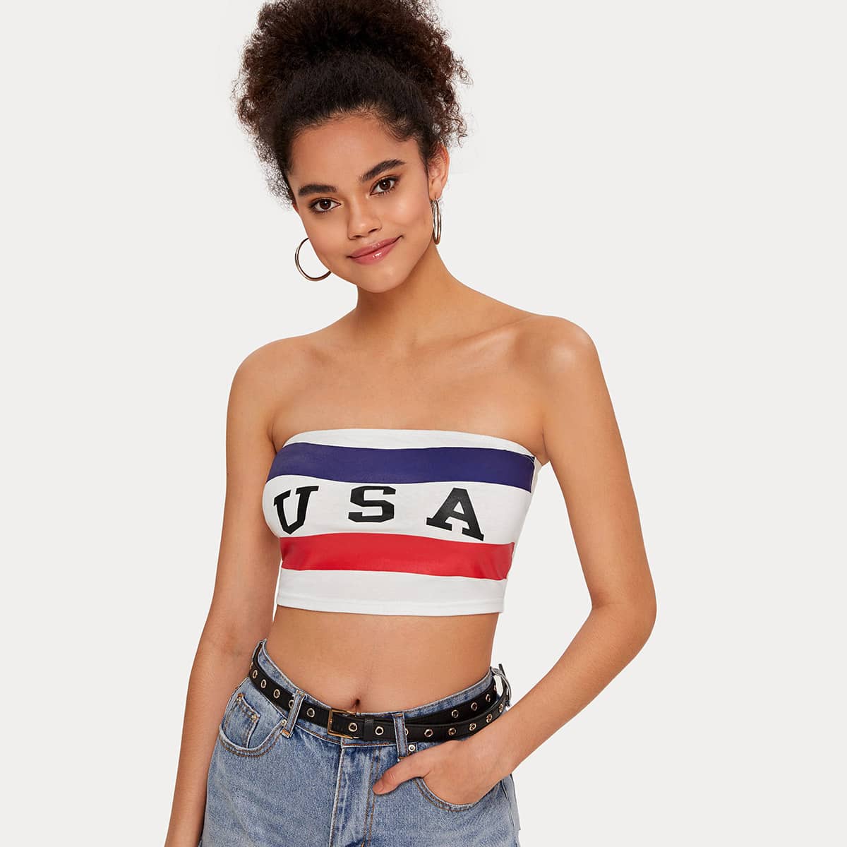 

Letter Graphic Tube Top, White