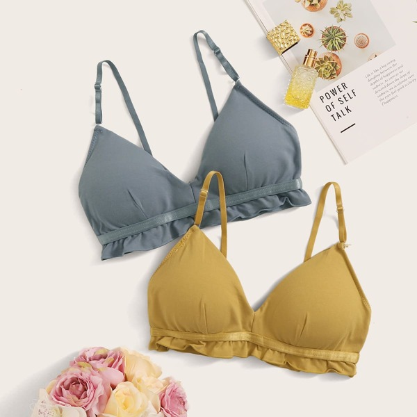 

Многоцветный Оборка Одноцветный Минимализм Бюстгальтер и бюстгальтер без косточки