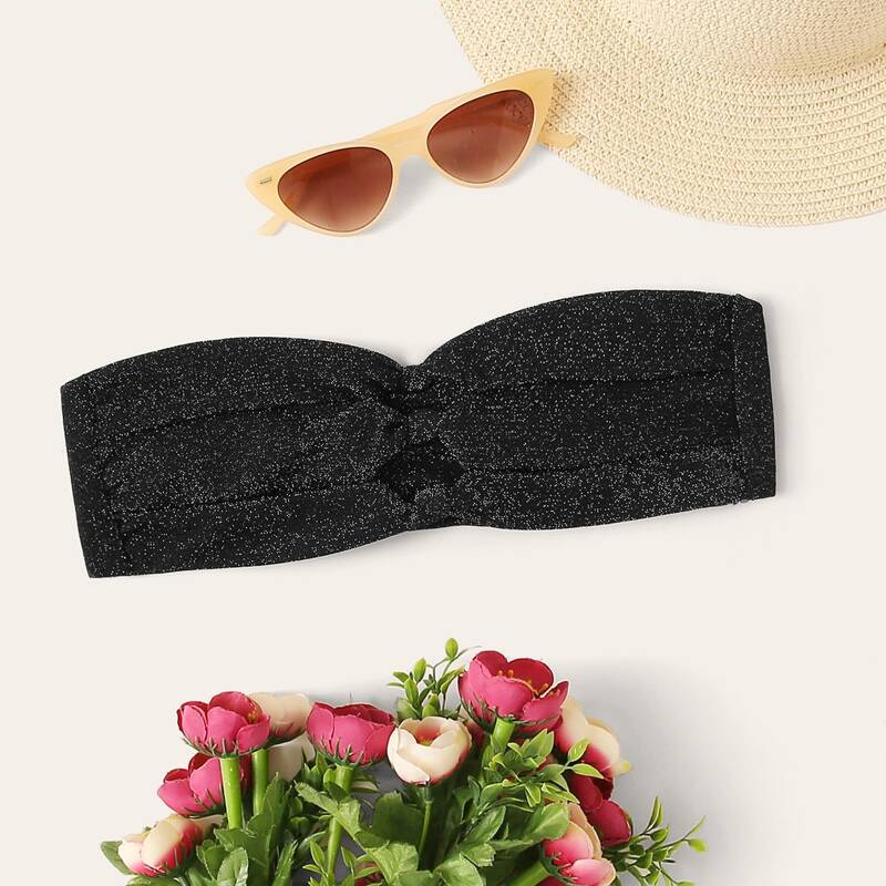 

Glitter Bandeau Bikini Top, Black