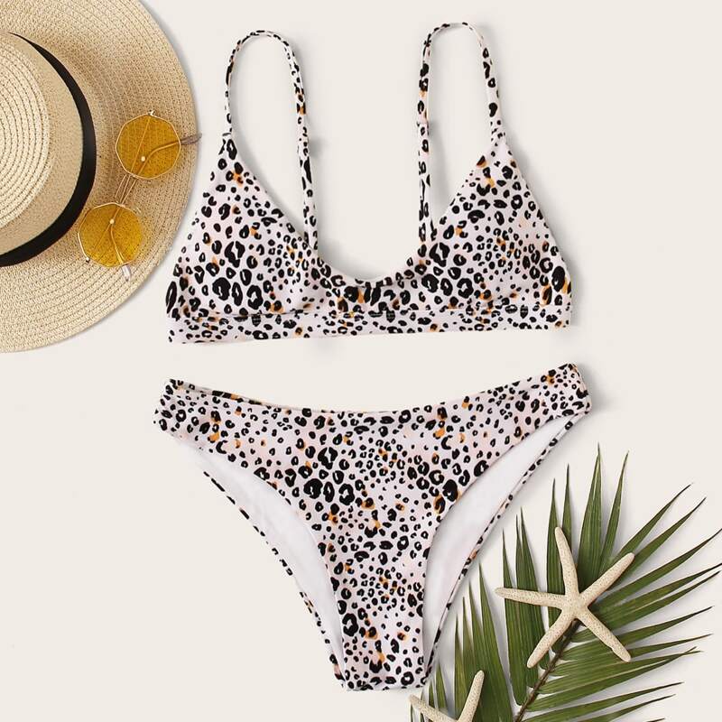 

Leopard Cami Bikini Swimsuit, Multicolor