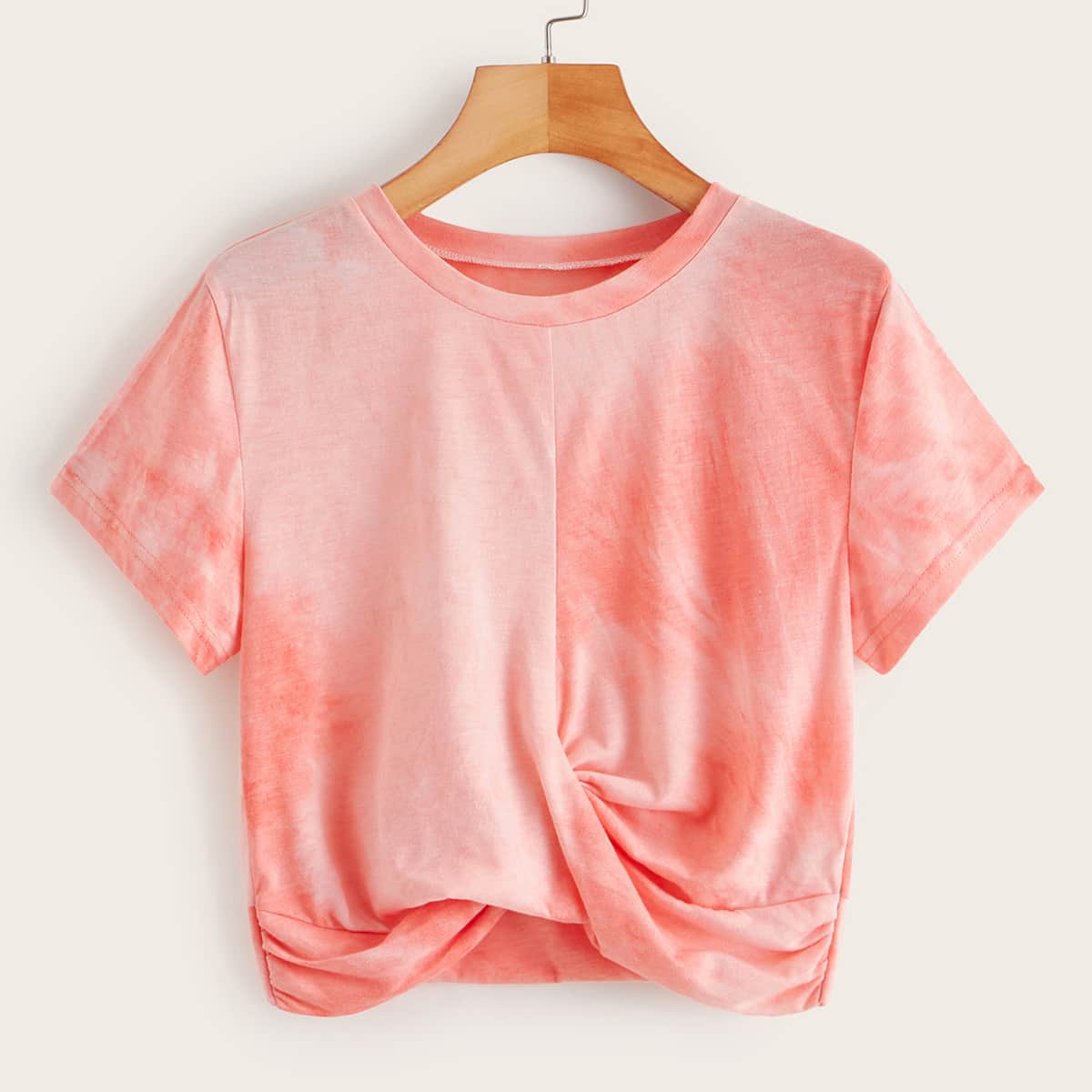 

Tie Dye Twist Hem Tee, Pink